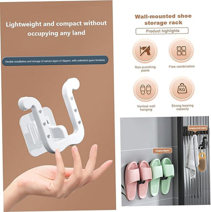 Slipper Rack, 3PCS Waterproof U-Shape Wall Mounted Shoe Rack, Self Adhesive Wall Hanging Shoe Rack, Space-Saving Shoe Hanger for Door Closet Bathroom Kitchen