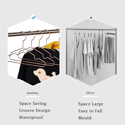 12.5" Rose Gold Shiny Steel Metal Wire Children's Baby Toddler Infant Hangers - 10 Pack Non-Slip Durable Space-Saving Baby Clothes Coat Hangers