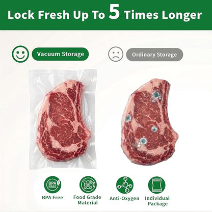 3 Pack Vacuum Sealer Rolls Compatible with Nesco vacuum sealers, Thickened Food-Grade Custom-sized Vacuum Sealer Bags for Freezer Storage, Meal Prep & Sous Vide Cooking（7.8"x 16.4' &11"x 16.4'）