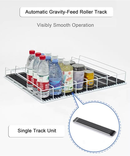Automatic Can Dispenser and Drink Rack Plastic Water Bottle Rack Bins Adjustable Gliding Soda and Beer Organizer Space Saving(5 x 41.3 cm/2.0 x 16.3 inches)