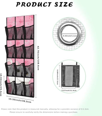 Cat Paw Over The Door Shoe Organizers with 12 Mesh Pockets Baby Organizer Storage Hanging Shoe Organizer Shoe Holder Rack for Toddler Girl Room Baby Room Craft Room Bedroom