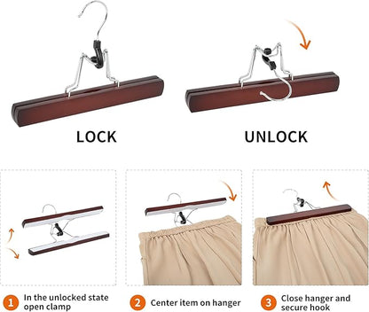 Amazon Basics Wooden Pants Hangers - Cherry, (Pack of 60)