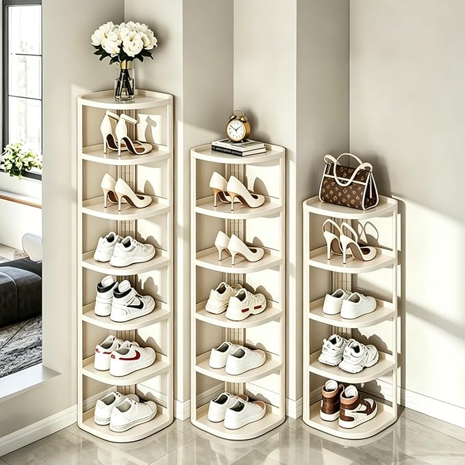 UFORU 6 Tier Vertical Shoe Rack,Corner Shoe Organizer for Entryway,Narrow Free Standing Shoe Organizer for Small Spaces,Tall Shoe Rock for Closet,Easy Assembly Shoe Storage Stand