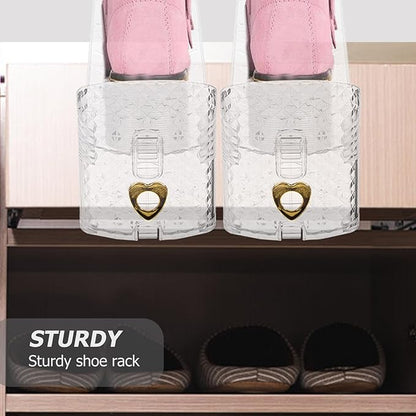 ULTECHNOVO Adjustable Slots Rack Space Saving Organizer for High Heels Sports Shoes Slippers Sturdy Shoe Holder for Entryway Closet Bathroom Living