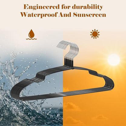 Metal Hangers,30 Pack Clothes Hanger Space Saving,Non Slip Coat Hanger for Shirt, Dress, Pants,Heavy Duty Hangers,Black