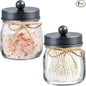 SheeChung 2 Pack Qtip Holder, Bathroom Jars, Cotton Swab Holders, Cute Mason Jars Bathroom Shelf Decor for Cotton Balls, Floss Picks - Vintage Gray