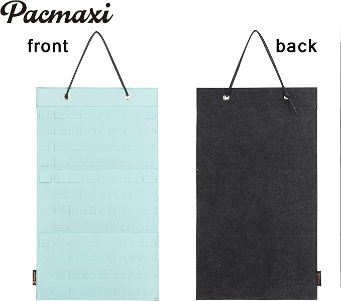 PACMAXI Hanging Brooch Pin Organizer, Display Pins Storage Case, Brooch Collection Storage Holder, Holds Up to 96 Pins.(Not Include Any Accessories) (S-96 Slots, Mint Green, Small)