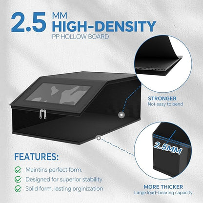 Simple Trending Hat Organizer for Baseball Caps, 2PCS Stackable Storage with Clear Window Lid,Hat Box for Closet, Holds up to 24 Caps Hat Organizer for Closet,Black