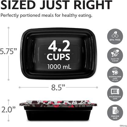 Best Brands Disney Meal Prep Containers - 20-Piece Reusable Food Containers with Lids - Freezer, Microwave & Dishwasher Safe - Featuring Mickey & Minnie, Lilo & Stitch - 33.8 Oz To Go Food Containers