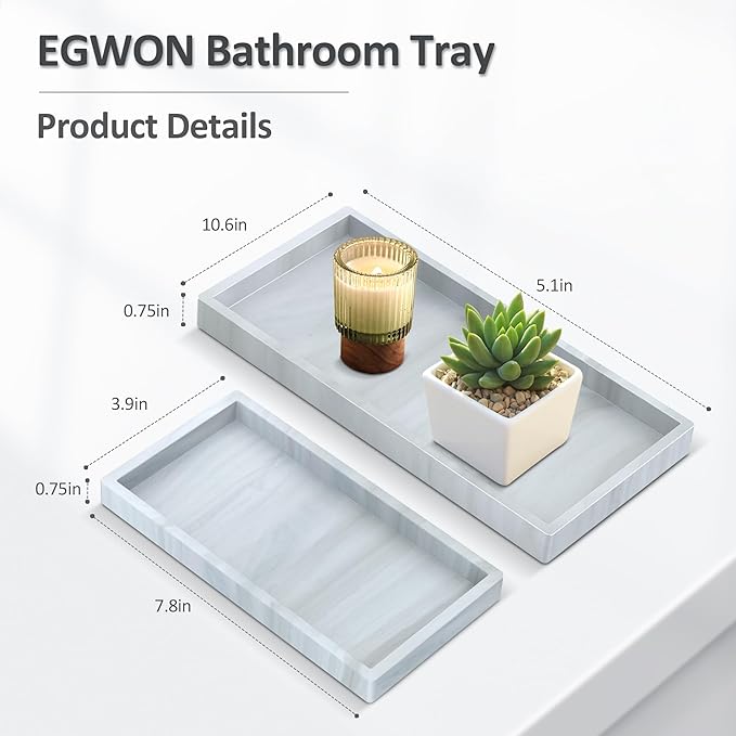 Bathroom Vanity Tray,Thick Original Silicone Soap Dispenser Tray,EGWON Shatterproof Toilet Tank Tray Vanity Tray for Dresser Tops,Bathroom for Perfume,Soap Bottle