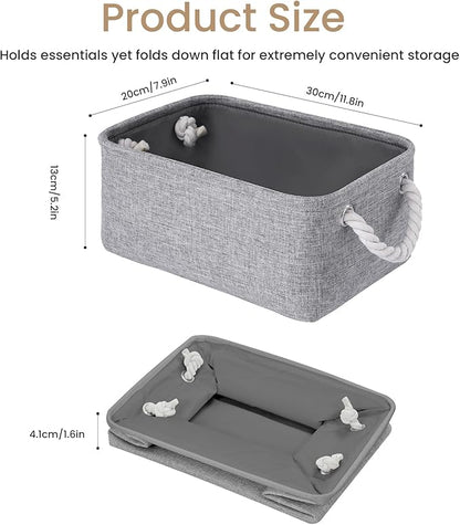 Storage Baskets for Shelves 11.8x7.9x5.2 Inch, Foldable Fabric Storage Bins with Handles, Small Storage Baskets for Organizing Closet, Office, Home Organization (3-Pack, Gray)