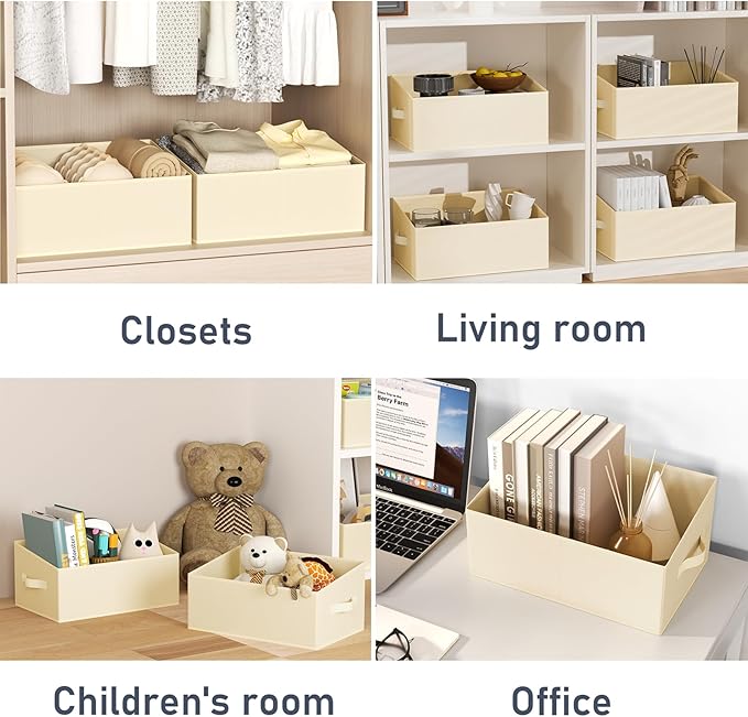 DIMJ Closet Storage Bins 6 Pack - Fabric Storage Baskets for Shelves, Large Clothes Organizers with Handles, Trapezoid Shelf Organization Storage Cubes for Purse, Toys, Books, Towel, Clothes