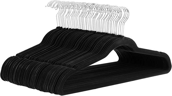 Campsie Velvet Hangers 50 Pack,Premium 360 Rotating Non-Slip Felt Hangers,Space Saving Non-Slip Clothes Hangers with Shoulder Notches,Durable Black Velvet Hangers for Coats,Suits,Dress
