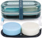 Shampoo Bar Holder and Soap Case | Leakproof Travel Container with Lid & Drain Tray | Includes Silicone Strap and Mesh Soap Bag | for Bathroom, Shower, Camping, Gym Travel (Blue, Large)