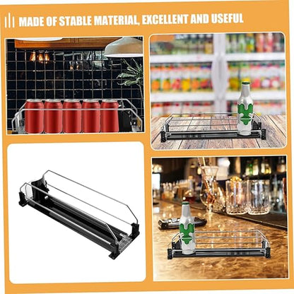 2pcs Automatic Pusher Can Organizer for Refrigerator Drinks Dispensers Easy to Install Smooth Surface Design for Fridge Soda Storage for Convenient Beverage Dispensing
