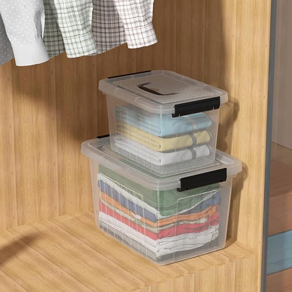 Kiddream 2-Pack Clear Storage Tote Boxes, Plastic Latch Container Bins with Handles, 10 Liter & 6 Liters