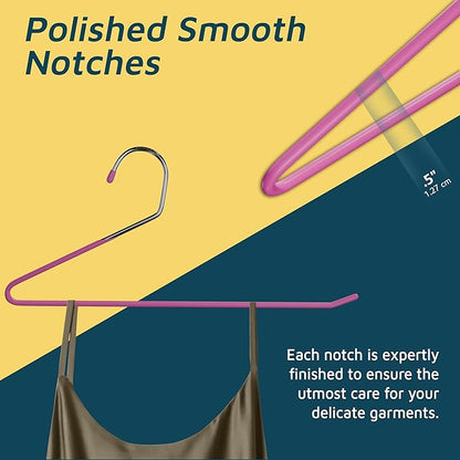 Lifemaster Metal Pants Hanger Set - 50 Pieces Elegant Non-Slip Closet Space Saving Hanger Set for Pants, Trouser, Blankets, and Jeans with Open Ended Sleek Design - Pink