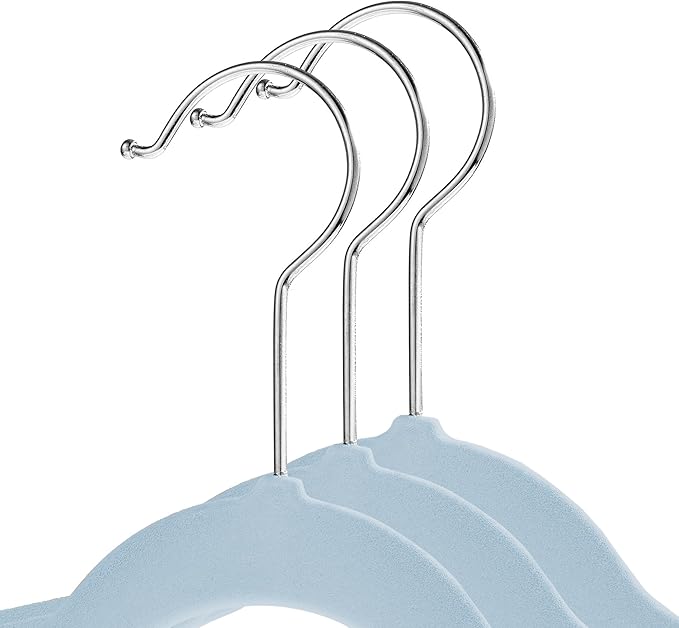 Casafield 100 Velvet Kid's Hangers - 14" Size for Children's Clothes - Light Blue
