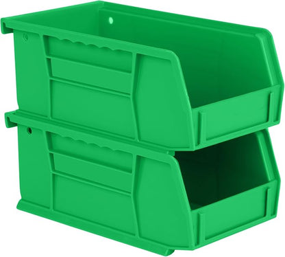 Hudson Exchange 7-1/2" x 4" x 3" Plastic Stackable Storage Bin and Hanging Container (Green, 1 Pack)