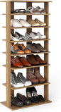 GOFLAME 7-Tier Tall Shoe Rack, Patented Freestanding Shoe Shelf Storage Organizer for 14 Pairs of Shoes, Space-Saving Vertical Shoe Stand for Entryway, Closet, Living Room, Natural