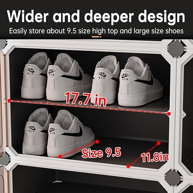 MAGINELS 6-Tier Shoe Rack,Expandable Plastic Shoe Cabinet. Shoe Storage with Door,Entryway, Closets, Hallway, and Bedroom.Accommodates Up to 24 Pairs of Shoes.Grey (3 by 10-(60 Pairs))