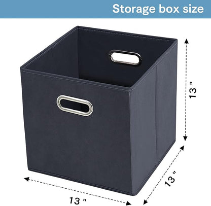 Black Fabric Cubby Storage Bins,13x13x13 Inches ,Cube Organizer Bin Foldable Storage Boxes with Dual Handles Fabric Organizer Box and collapsible Storage basket,Set of 3,Grey