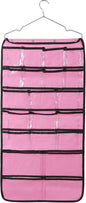 Closet Hanging Organizer, Dual Sided Hanging Wardrobe Storage Bags, 42 Clear Pockets Storage Hanger for Jewelry Socks Underwear (Pink)