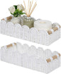 CubesLand Bathroom Basket Organizer, Toilet Tank Paper Storage Baskets 2-Pack, Scalloped Decorative Basket for Countertop w/Handle, Wicker Basket for Bathroom Decor, Home Decor, Living Room, White