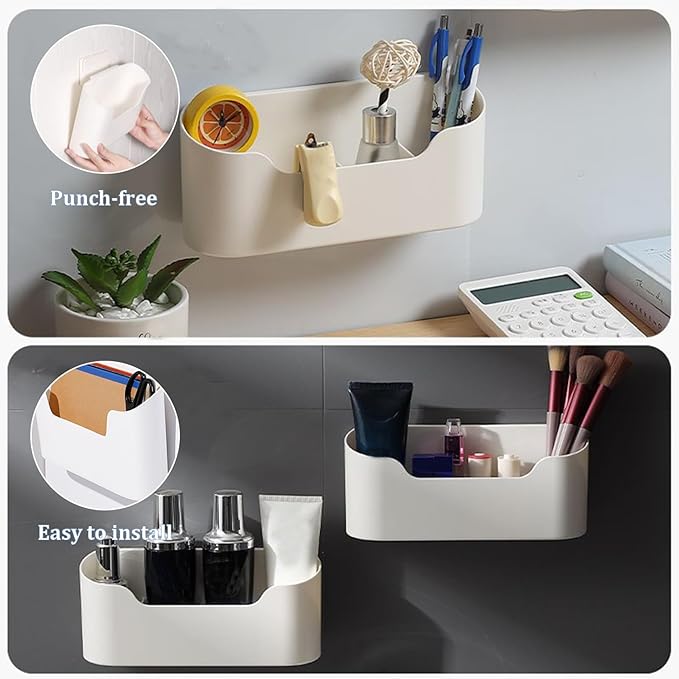 Plastic Wall Mount Organizer, Adhesive Cabinet Door Organizer, 2PCS Plastic Wall Mount, 9.2x4.3x2.7 Spacious Cabinet Door Storage, Bathroom for Kitchen