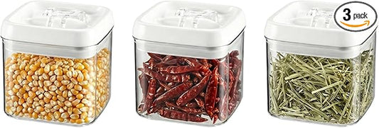 Felli Flip Tite Food Storage Container 4" Medium Size Airtight Lid Lock Top, Stackable Kitchen Canister for Space Saving, Pantry Fridge Cupboard Organizer, Spice Seasoning Pet Treats Snack (0.5 qt)