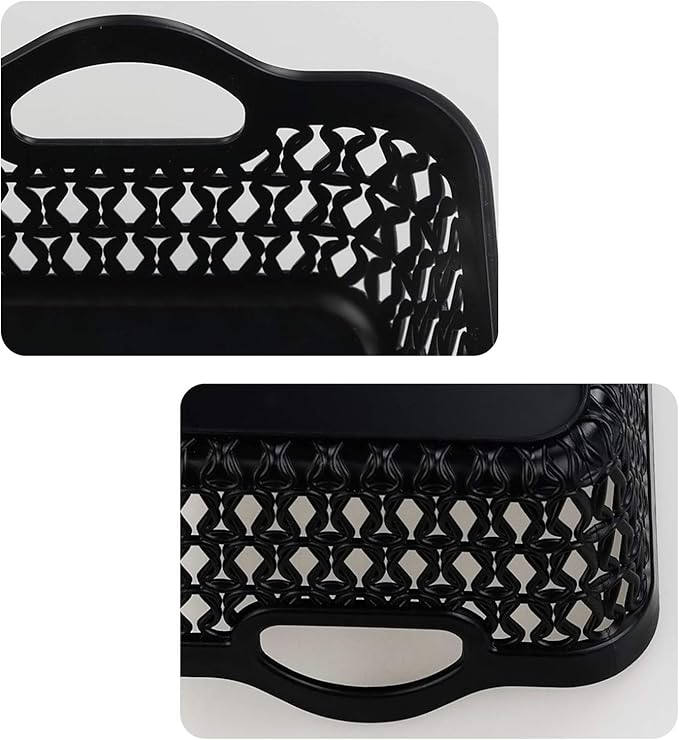 Small Plastic Desktop Storage Basket Tray, Black, 12 Packs