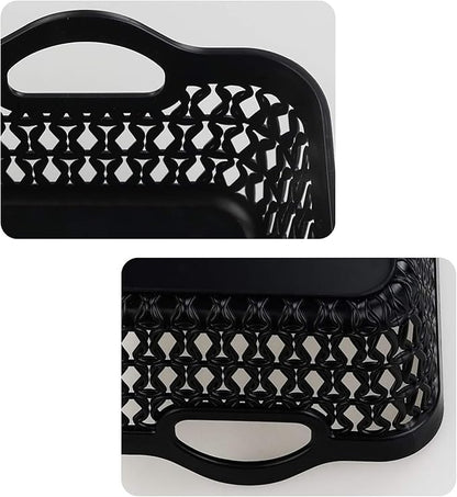 Small Plastic Desktop Storage Basket Tray, Black, 12 Packs