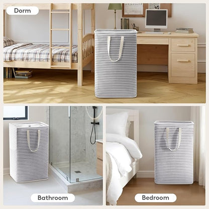 Lifewit 2 Packs Freestanding Clothes Hamper with Carry Handles, Large Tall Laundry Basket for Organization for Adults in Laundry Room Dorm Bedroom, Gray, 2 x 75L