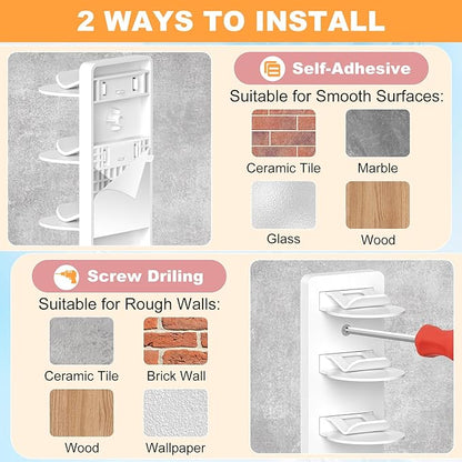 Vocanoe Hat Organizer for Baseball Caps, 2 Pack Hat Rack for Wall Strong Adhesive Hold up to 16 Hats, Multilayer Hat Storage Holder, Wall Mounted Cap Racks for Closet Door and Bedroom (White-2pack)