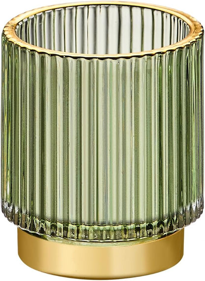Makeup Brush Organizer, Toothbrush Holder, Desk Pen Pencil Holder, Multifunctional Vintage Glass Brush Cup (S/Green/A3-11-US)