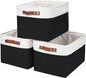 Bagnizer Storage Bins Large Fabric Storage Baskets for Shelves 3 Pack, Decorative Linen Closet Baskets with Handles for Organizing, Shelf, Clothes, Home, Office, 15x11x9.5Inches (Black&White)