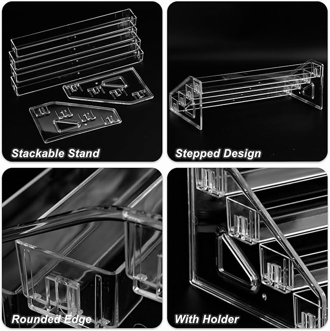 SUTOKAKA Nail Polish Organizer Clear Acrylic Eyeglasses Display Holder Essential Oil Storage Rack Makeup Stand Tray - 4 Layer