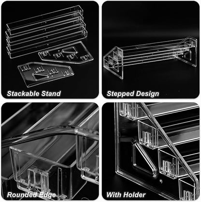 SUTOKAKA Nail Polish Organizer Clear Acrylic Eyeglasses Display Holder Essential Oil Storage Rack Makeup Stand Tray - 4 Layer