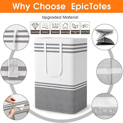 3 Pack Large Laundry Baskets, Laundry Hampers, Freestanding Waterproof Collapsible Clothes Bag with Extended & Reinforced Handles - Clothes Basket for Dorm, Bathroom, Home (88L)