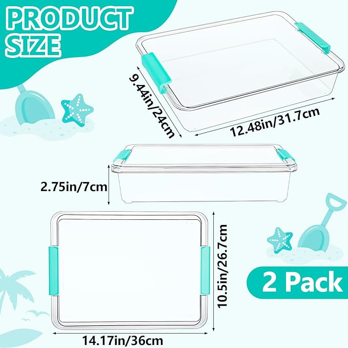 Jeffbaubl 2 Pack 6 Qt Plastic Storage Bins with Lids, Clear Art Supply Storage Organizer, Arts Crafts Organizing Containers, Stackable Plastic Bins Art Containers for Home Office Supplies