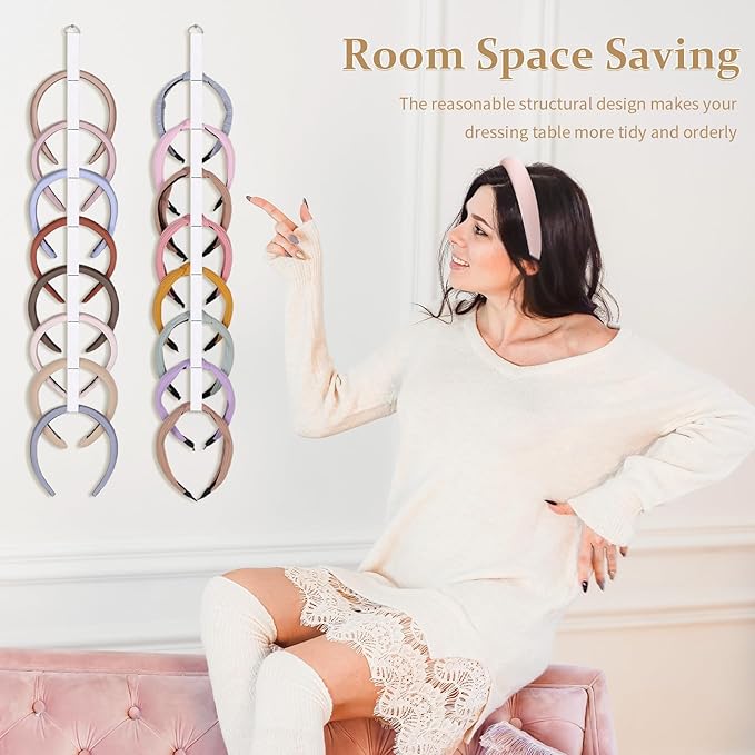 3 PCS Headband Holder Organizer for Girl,Hanging Hairband Storage for Women,White Hair Hoop Display Hair Accessories Organizer Bedroom College Dorm Decor