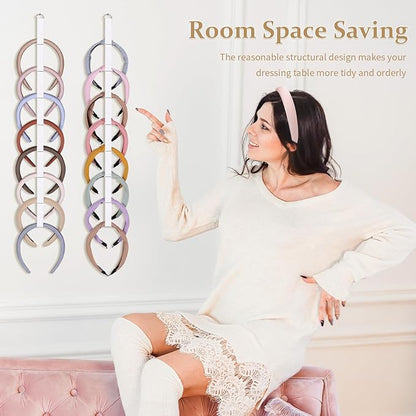 3 PCS Headband Holder Organizer for Girl,Hanging Hairband Storage for Women,White Hair Hoop Display Hair Accessories Organizer Bedroom College Dorm Decor