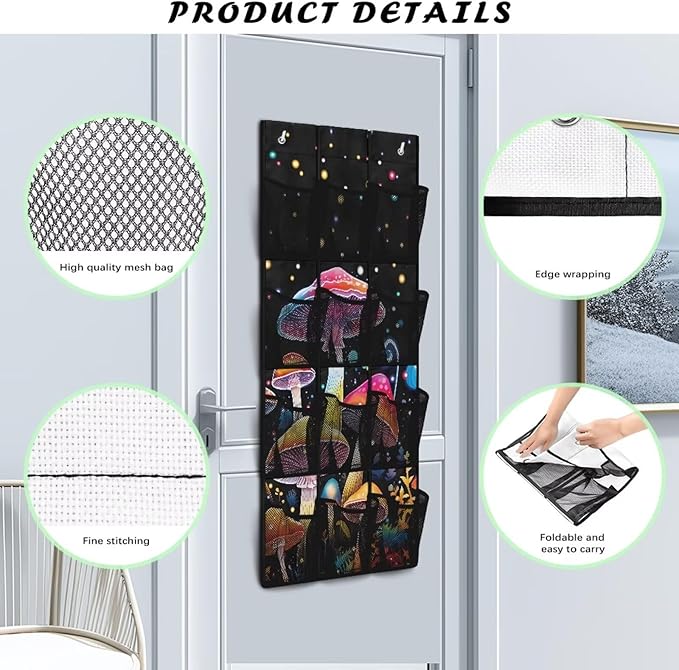 Cowhide Pattern Over The Door Organizer 12 Pockets Over The Door Closet Organizer Large Capacity Shoe Holder Hanger for Living Room Easy to Install Shoe Holder Hanger
