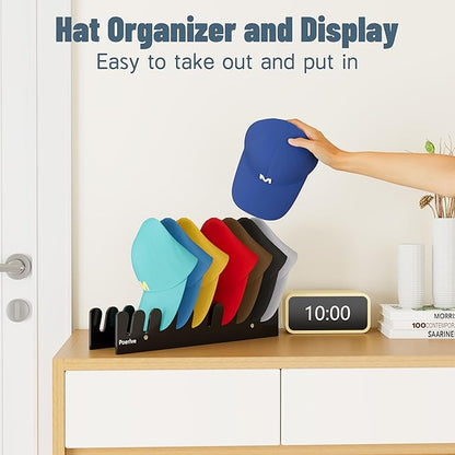 Hat Organizer for Baseball Caps, Hat Rack, Acrylic Hat Display, Hat Stand, Baseball Cap Organizer, Hat Holder for Closet, Desk, Bedroom, Hat Storage, Black,4pcs