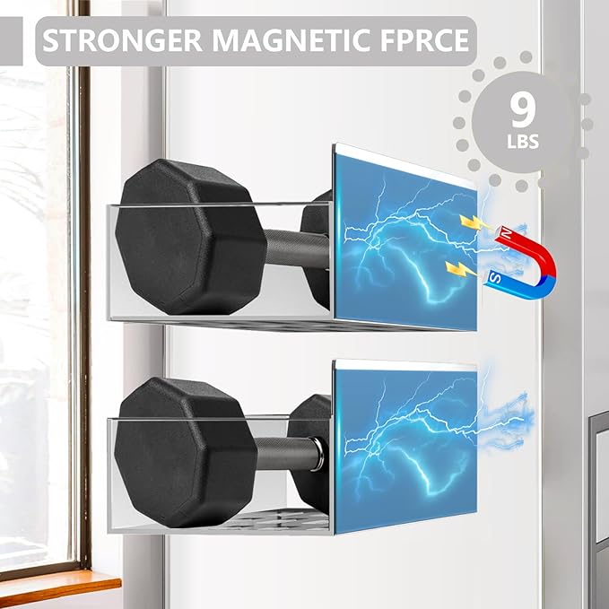 SMRCAD Magnetic Spice Rack Organizer for Fridge Seasoning Organizer for Kitchen storage with Screw Magnetic Shelf with Hook for Refrigerator and Oven (6pack-Grey)