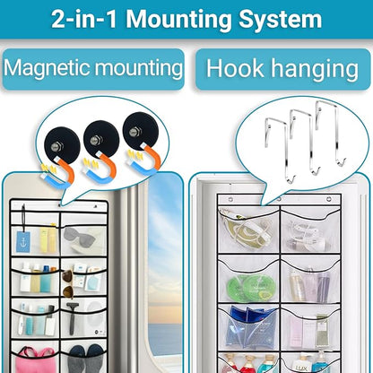 Magnetic Cruise Organizer, 14 Large Durable Pockets Over The Door Organizer For Cruise Ships, Magnetic & Hanging Cruise Organizer, Cruise Essentials 2026 （ 67" x 21.6"）