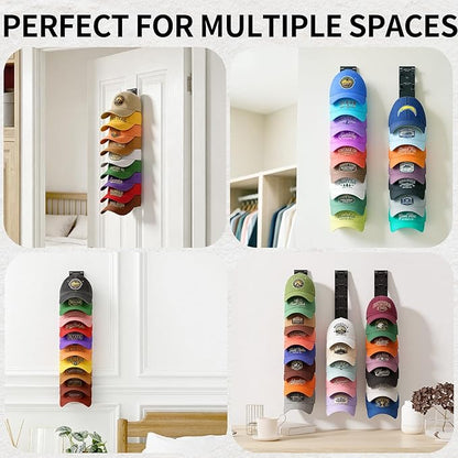 Hat Rack for Wall, 27 Hats Organizer Storage for Baseball Caps with Strong Adhesive & Drilling Screw, Hat Hanger Holder for Closet, Bedroom, 3 Pack