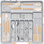 Silverware Organizer Expandable Utensil Drawer Organizer Adjustable Drawer Organizer, Flatware Cutlery Silverware Tray for Spoons Forks Knives Kitchen Organizers Storage (Gray Plus)