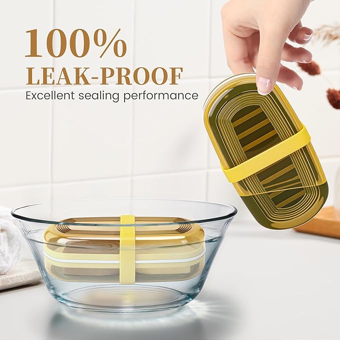 Shampoo Bar Holder and Soap Case, Leakproof Travel Container with Lid & Drain Tray, Includes Silicone Strap and Soap Bag, Compatible with Kitsch Solid Shampoo & Conditioner Bars(Lemon Yellow, Large)