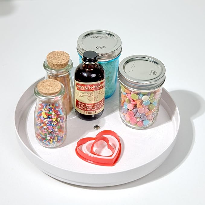 iDesign Recycled Plastic Lazy Susan Turntable Organizer, The Rosanna Pansino Collection – 10.03” L x 10.03” W x 1.73” H, Coconut (Pack of 2)